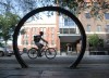 Wayne Glowacki/Winnipeg Free Press 
A cyclist rides on a bike route down Bannatyne Ave. during the 7th annual Bike to Work Day.