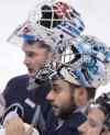 Wayne Glowacki Winnipeg Free Press
Goalies Michael Hutchinson (left) and Ondrej Pavelec both express support for coach Paul Maurice’s rotation, and their numbers bear that out.