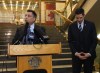 Wayne Glowacki / Winnipeg Free Press 
Geoff Patton (left) and Mayor Brian Bowman hold a news conference at city hall on Wednesday.