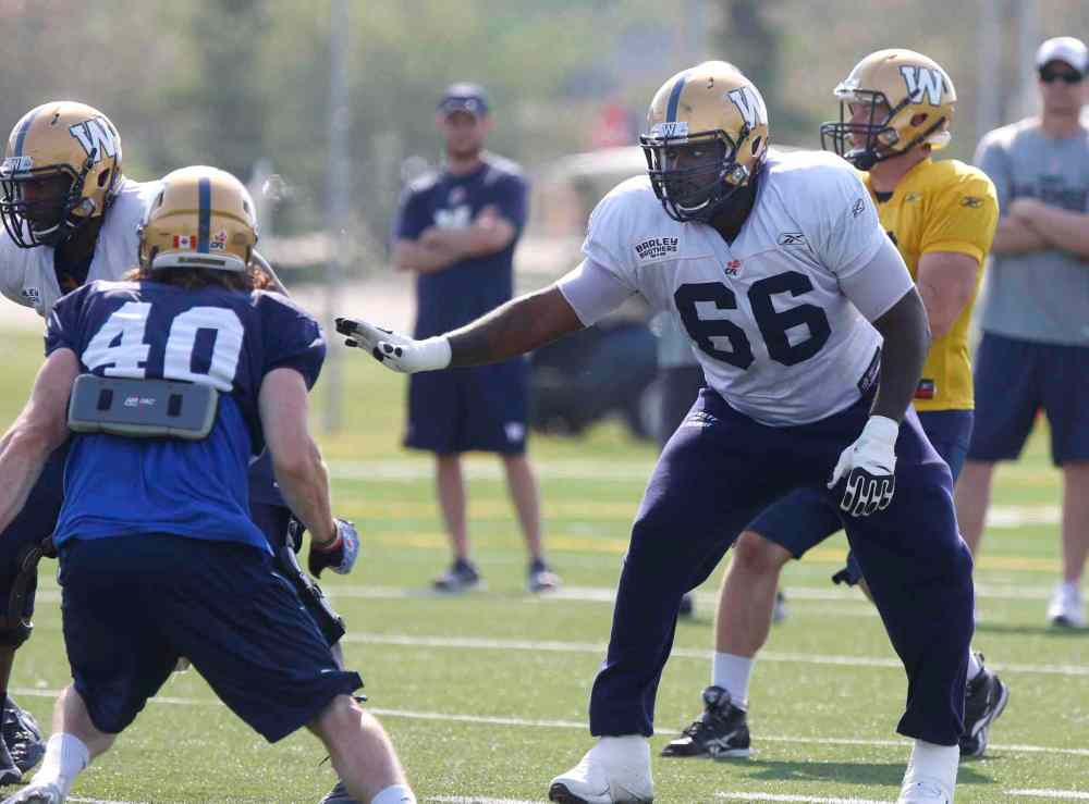 Wayne Glowacki / Winnipeg Free Press
Stanley Bryant, left tackle, at the Winnipeg Blue Bombers camp Friday.
