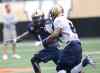 WAYNE GLOWACKI / WINNIPEG FREE PRESS
At left, Winnipeg Blue Bomber Troy Stoudermire, #1 DB stays close to Clarence Denmark, #89 SB during the team's practice Tuesday at Investors Group Field.