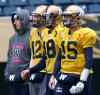 Wayne Glowacki / Winnipeg Free Press
Winnipeg Blue Bomber quarter backs from right, #15 QB Matt Nichols, #18  Bryan Bennett , #12 , Brian  Brohm and Drew Willy at the team practice at Investors Group Field Monday.