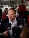 Wayne Glowacki / Winnipeg Free Press
Wade Miller, president and CEO of the Winnipeg Blue Bombers at the news conference at The Forks Tuesday for the announcement by the Canadian Football League that Grammy-nominated rock group Fall Out Boy.