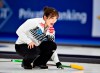 Korea's Hyerin Kim in action during the bronze match between Japan and Korea at the Women's Curling World Championship in Silkeborg, Denmark, Sunday March 24, 2019. (Henning Bagger/Ritzau Scanpix via AP)