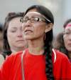 TREVOR HAGAN / WINNIPEG FREE PRESS
Miriam Hughes speaks at vigil in front of her West End home.