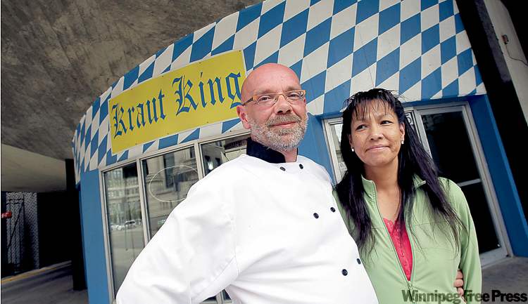 MIKE.DEAL@FREEPRESS.MB.CA
John Kreuzeder and Raven ThunderSky, co-owners of the Kraut King (below), say bad elements have scared their business away.