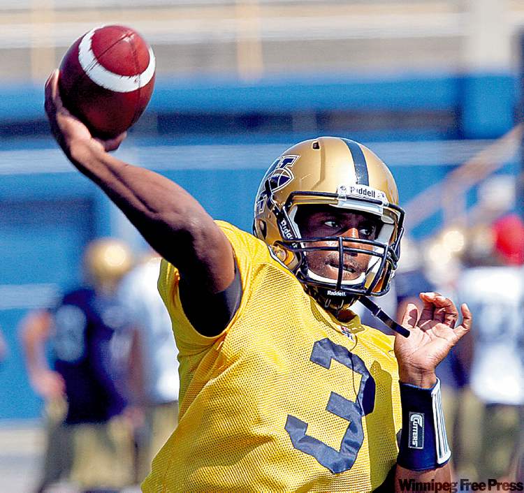 KEN GIGLIOTTI / WINNIPEG FREE PRESS
Steven Jyles looks like a lock to get his third straight start, and given he’s proven himself a respectable back-up, if not a candidate to be the starter, that’s not necessarily a bad thing.