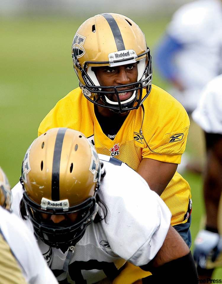 MIKE.DEAL@FREEPRESS.MB.CA
Steven Jyles, above during practice this week, gets his third start as Bombers QB tonight while No. 1 Buck Pierce heals.