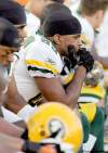 LARRY MACDOUGAL / THE CANADIAN PRESS ARCHIVES
Edmonton Eskimos' Chris Thompson's sullen look captures the moment after their 56-15 loss to Calgary Sunday.