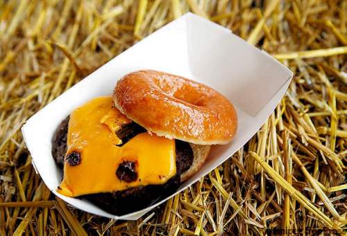 BRAD VEST / MILWAUKEE JOURNAL SENTINEL
The latest Wisconsin State Fair food craze is the Krispy Kreme cheeseburger.