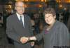 JOE.BRYKSA@FREEPRESS.MB.CA 
Mayor Sam Katz and opponent Judy Wasylycia-Leis shake hands during a forum at the Fort Garry Hotel Monday.