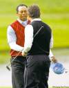PETER MORRISON / THE ASSOCIATED PRESS
Tiger (left) was humbled 6-and-5 by Lee Westwood and Luke Donald.