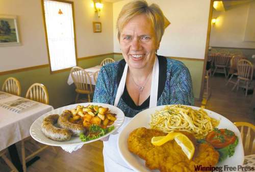 WAYNE.GLOWACKI@FREEPRESS.MB.CA
Oma's owner Gudrun Zimmermann makes sure customers don't leave the restaurant hungry.