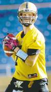 JOE.BRYKSA@FREEPRESS.MB.CA 
Bomber quarterback Alex Brink practises with his teammates Thursday at Canad Inns Stadium. Brink will get his first CFL start Thanksgiving Day against the B.C. Lions.