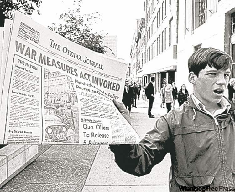 THE CANADIAN PRESS ARCHIVES
Headline announces War Measures Act in Ottawa, Oct. 16, 1970.