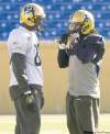 DAVID LIPNOWSKI / WINNIPEG FREE PRESS
Bomber receiver Terrence Edwards (left) and defensive back Jonathan Hefney know big hits will never be taken out of football.
