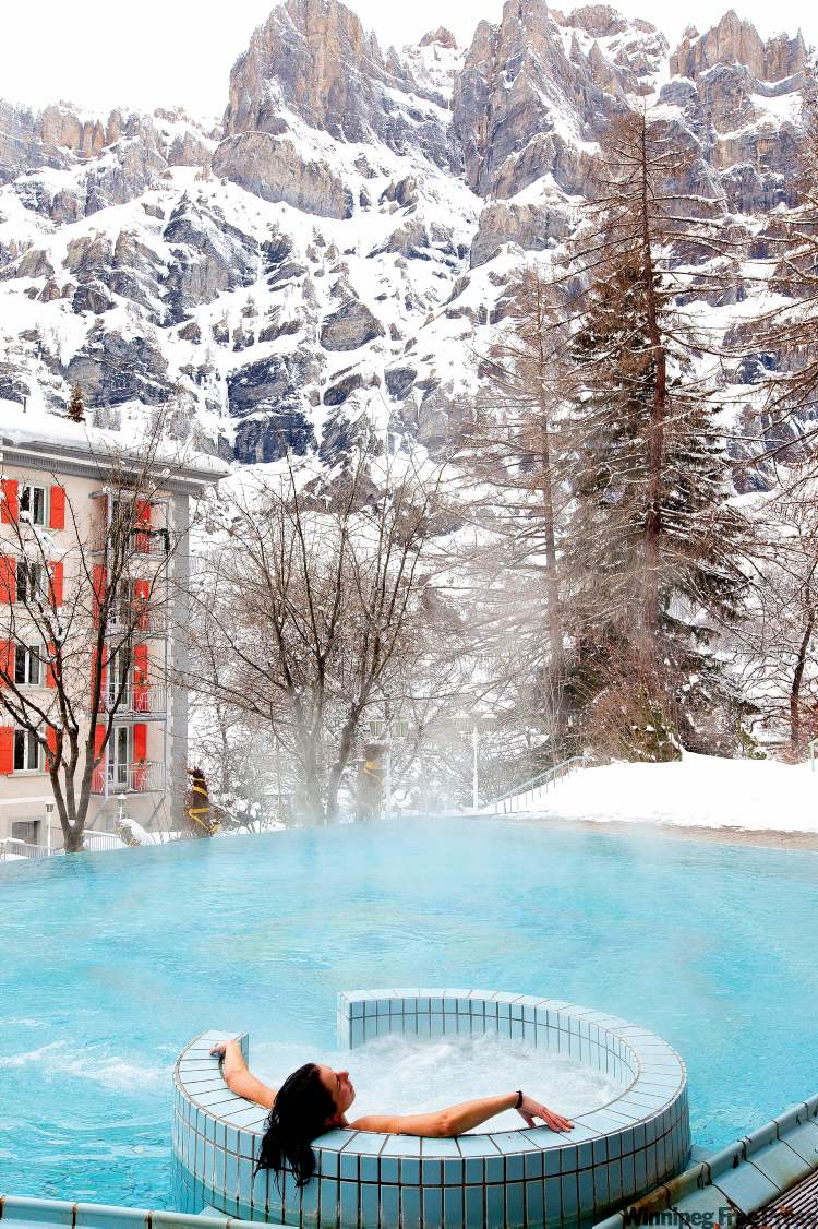 Postmedia
Relax and enjoy one of Switzerland's great natural resources -- its waters -- at the outdoor pool at Hotel Les Sources des Alpes in Leukerbad.