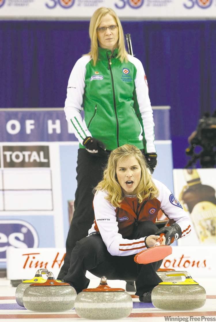 FRANK GUNN / THE CANADIAN PRESS
Team Canada skip Jennifer Jones almost let it slip away after rallying from a 5-2 deficit to Saskatchewan’s Amber Holland.