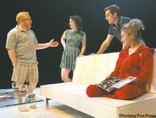 JOE.BRYKSA@FREEPRESS.MB.CA 
From left, Dov Mickelson  as Simon,  Gwendolyn Collins as Lily, Adrian Marchuk as Mark and Aviva Hoffman as Janice.