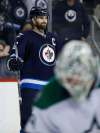 JOHN WOODS / WINNIPEG FREE PRESS
Winnipeg Jets’ Andrew Ladd (16) smiles as he celebrates his goal against Dallas Stars goaltender Antti Niemi (31) during second period NHL action in Winnipeg on Feb. 23, 2016.