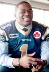 DAVID LIPNOWSKI / WINNIPEG FREE PRESS ARCHIVES
The spotlight will shine on non-import linebacker Henoc Muamba, the top pick in the 2011 CFL Draft.
