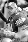 John Woods /Winnipeg Free Press
Bombers' starting quarterback Buck Pierce watches from the bench in the second half Thursday night after taking a pounding.