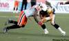 MIKE DEAL / WINNIPEG FREE PRESS
Pierce was crunched by B.C.'s Solomon Elimimian last game.