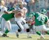LIAM RICHARDS / THE CANADIAN PRESS ARCHIVES
Winnipeg Blue Bombers quarterback Buck Pierce prepares to get sacked during the second quarter of Sunday’s dismal effort in Saskatchewan against the Roughriders.