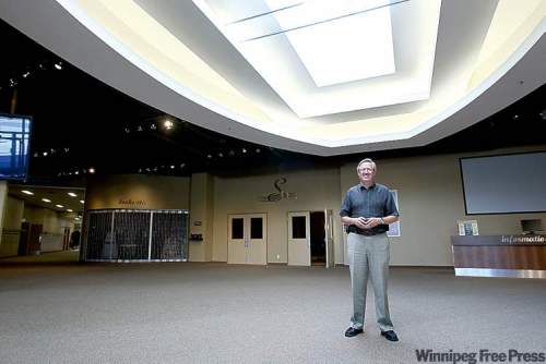 JOE BRYKSA / WINNIPEG FREE PRESS
Senior Pastor Ray Duerksen stands in the massive foyer of the Southland Community Church in Steinbach, expected to become Manitoba’s second-largest church at 5,500 square metres after it embarks on a $15-million expansion that will nearly double its size.