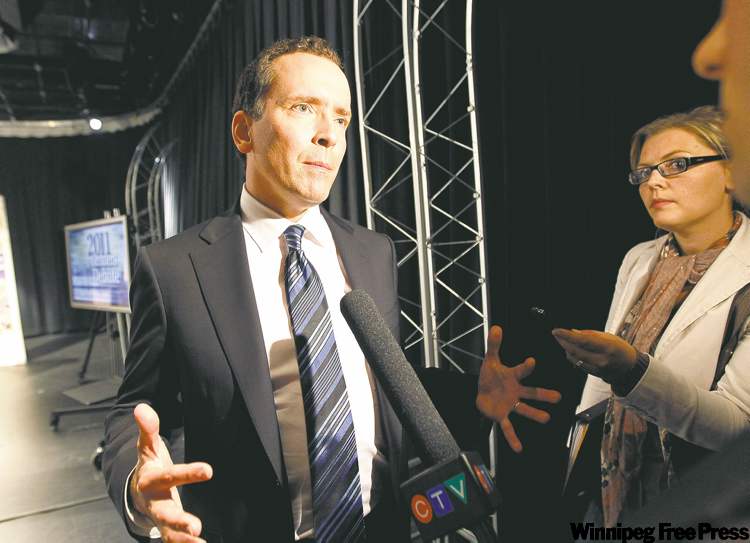 WINNIPEG FREE PRESS ARCHIVES
Hugh McFadyen, Progressive Conservative leader, seen at Friday's leaders debate. On Saturday McFadyen promised a new $8 million rec centre for south Winnipeg.