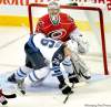 Phil Hossack / Winnipeg Free Press
Jets� Blake Wheeler runs interference in front of Hurricanes goalie Brian Boucher in Wednesday night�s pre-season contest at the MTS Centre.