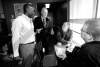 KEN GIGLIOTTI /  WINNIPEG FREE PRESS 
A stoic Liberal Leader Jon Gerrard with Seine River candidate Troy Osiname, talking to (seated, left) Leonard Zirul and Joel Shaw Friday.