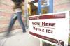 John Woods / The Canadian Press
A voter walks out of the polling station after voting in the Manitoba election in Winnipeg, Tuesday.