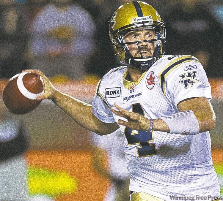 NATHAN DENETTE / THE CANADIAN PRESS
Bombers quarterback Buck Pierce chucks a pass against the Tabbies. Pierce threw for one TD and gave up zero interceptions.