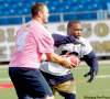 KEN GIGLIOTTI / WINNIPEG FREE PRESS 
Buck Pierce hands the ball off to Chris Garrett at practice Wednesday. Pierce says the Bombers have overcome a lot of challenges this year � including winning on the road.