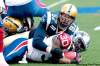 MIKE DEAL / WINNIPEG FREE PRESS
MIKE DEAL / WINNIPEG FREE PRESS
Winnipeg Blue Bombers� Doug Brown takes down Montreal Alouettes� RB Dahrran Diedrick at Canad Inns Stadium on Saturday afternoon.