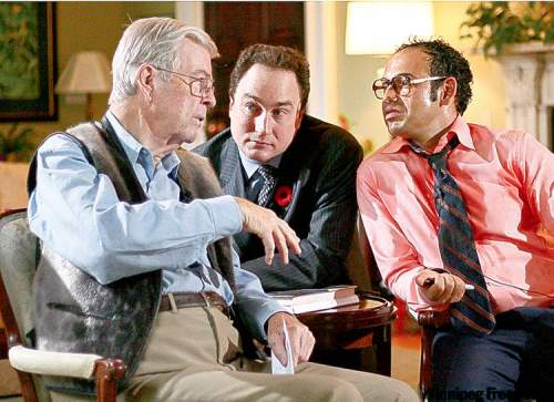 Tara Bradbury / St. John's Telegram
From left, Newfoundland and Labrador Lt.-Gov. John Crosbie with comedians  Mark Critch and Shaun Majumder.