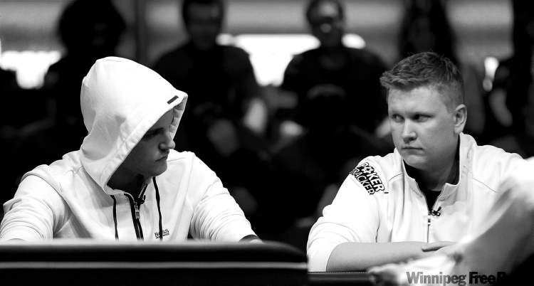 CP
Julie Jacobson / The Associated Press
Pius Heinz (left) of Germany, and Ben Lamb of Las Vegas eye each other as they play in the World Series of Poker in Las Vegas  last week.