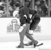 CP
Terry Gilliam / the associated press
Jets blue-liner Mark Stuart is helped off the ice after being rammed into the boards during the third period Saturday night. Stuart said he was OK after the game.