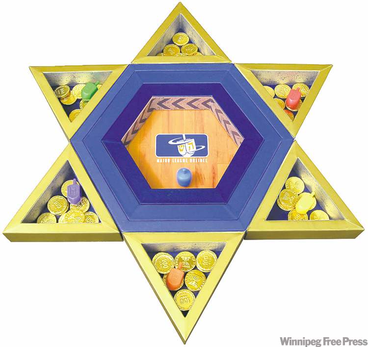 Modern Tribe / The Associated Press
This product image courtesy of Modern Tribe shows Major League Dreidel's Spinagogue game. Fresh spins on playing with dreidels, along with Jewish takes on classic games and toys, are everywhere this holiday season as unique Hanukkah gifts for young people.