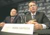 David Lipnowski / THE CANADIAN PRESS archives
True North Sports and Entertainment Limited chairman Mark Chipman (right) speaks beside NHL commissioner Gary Bettman during a press conference in Winnipeg.