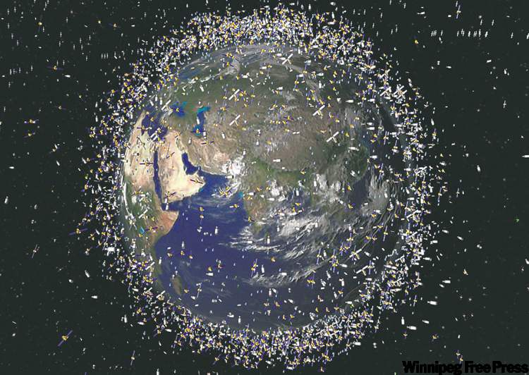 European Space Agency / The Associated Press
Artistic impression of catalogued objects in low-Earth orbit viewed over the Equator.