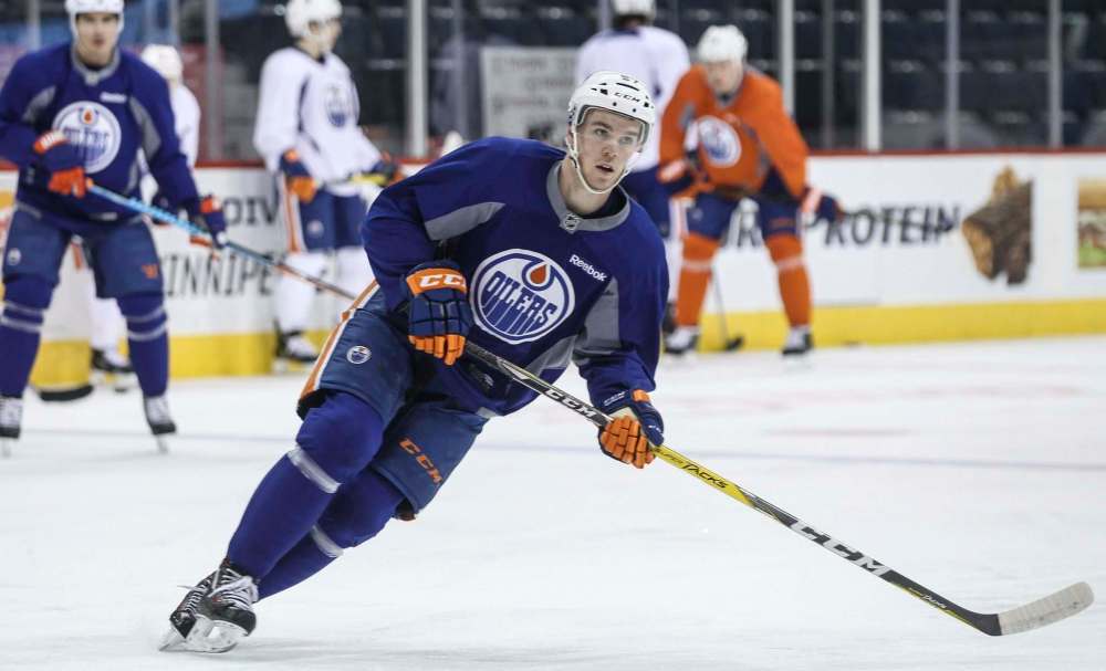 MIKE DEAL / WINNIPEG FREE PRESS
Edmonton Oilers' Connor McDavid (97) during the pre-game skate at MTS Centre this morning.