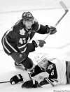 Postmedia (Darren Calabrese/Nati
Darren Calabrese / postmedia news
Winnipeg Jets defenceman Ron Hainsey gets an ice-level look at the play in front of Toronto�s Darryl Boyce.