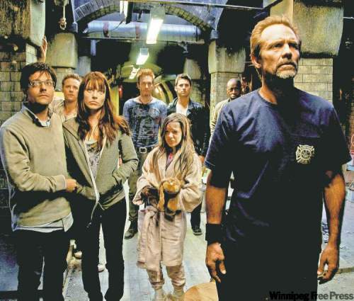 Michael Biehn with the cast of The Divide.