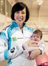 Jill Officer and her 4 week old daughter Camryn, at the Wildewood Curling Club,, January 13, 2012. Officer hit the ice for the first time to practice following the birth of her daughter. (TREVOR HAGAN/WINNIPEG FREE PRESS)