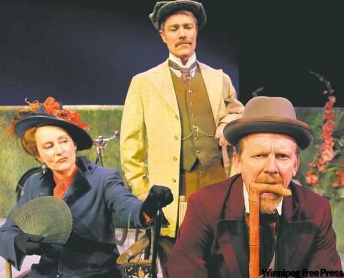 From left,  McKenna  as Kitty,  Tanner as  Mr. Praed  and MacPherson  as Sir George Crofts.