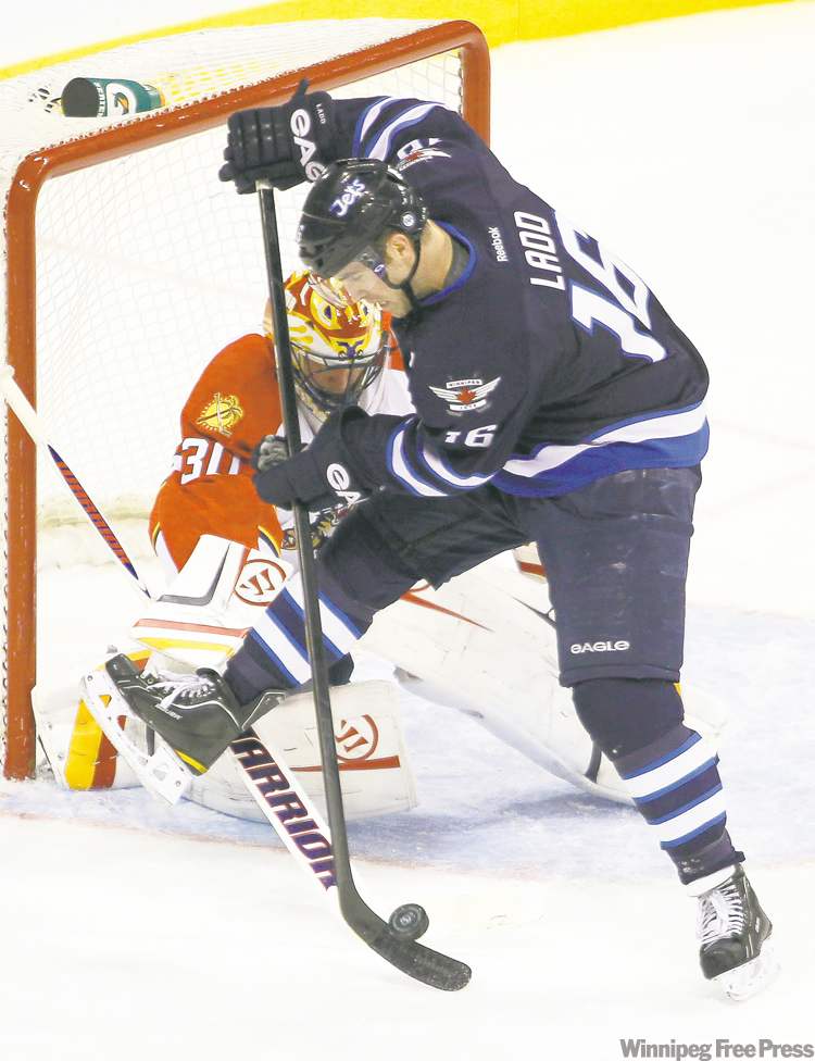 CP
John Woods / The Canadian Press
Andrew Ladd and the Jets had their chances in front of the Florida net but Panthers goaltender Scott Clemmensen was sharp, making 41 saves.