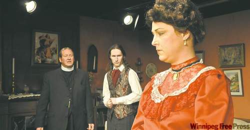From left,  Oliphant,  Rae and  Moore  in Tara  Players�  production  of Candida.