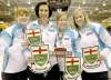 joe bryksa / winnipeg free pressThe champs: Dawn Askin (from left), Jill Officer, Kaitlyn Lawes and Jennifer Jones celebrate their provincial Scotties victory Sunday in Portage la Prairie.